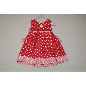 Blueberi Boulevard Girls Vintage Sunflower Dress - Red Polka dot - Size 2T